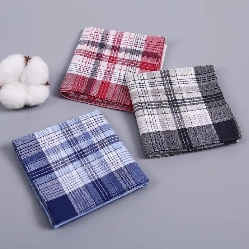 Square Plaid Stripe Handkerchiefs Men Women Pocket Cotton Towel for Wedding Party Business Chest Towel Handkerchiefs 5PCs/Set pocket square mini handkerchief