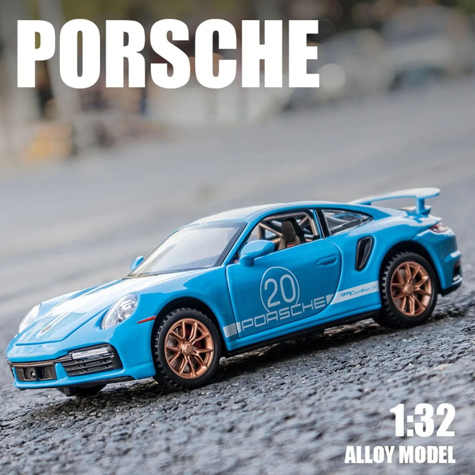 Eggshell White Diecast Metal Sports Car Toy - 1:32 Scale Porsche 911 GT3 RS