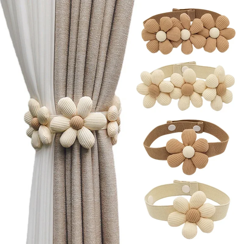 

1Pcs Flower Shape Curtain Tieback Elastic Band Window Curtain Buckles Magnetic Buckle Curtain Rope Holders Kids Room Home Decor