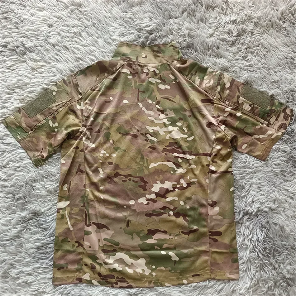 Summer Breathable Quick Drying Men's Tactical t shirt Outdoor Hiking Hunting Camping Half Sleeved Camouflage Multipocket T-shirt