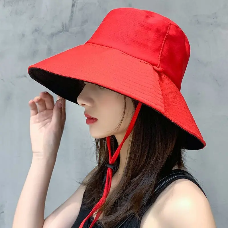 Fisherman Hat Women's Summer Face Cover Sun Screen Large Brim Sunshade Hat Internet Celebrity Double-Sided And Versatile sun hat women hat