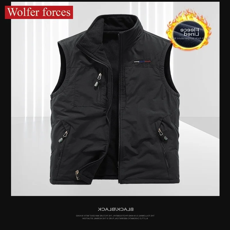 Multi-pocket Vest Embroidered Thermal MAN Work Mesh Cool Sleeveless Jacket Leather Vests for Men Cardigan Tactical Military Mens