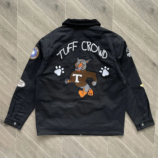 Tuff Crowd Millennium Tor doghead embroidered patchwork zipper  