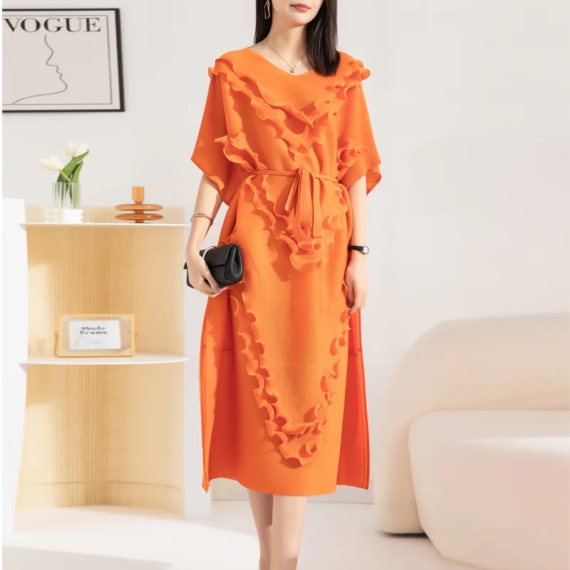 

Модное свободное тонкое длинное платье folda в новом стиле, лето 2023, высококачественное нишевое винтажное платье с V-образным вырезом и шнуровкой для женщин