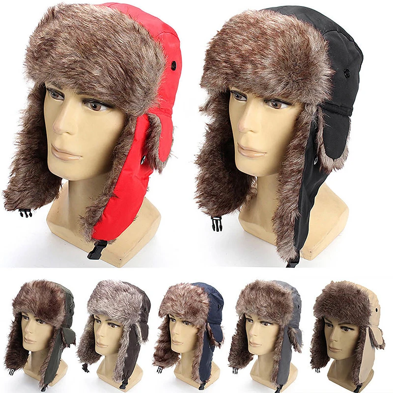 

Mens Women Unisex Warm Trapper Aviator Trooper Earflap Winter Flaps Ski Hat New Unisex Ear Protectors Earflap Cap