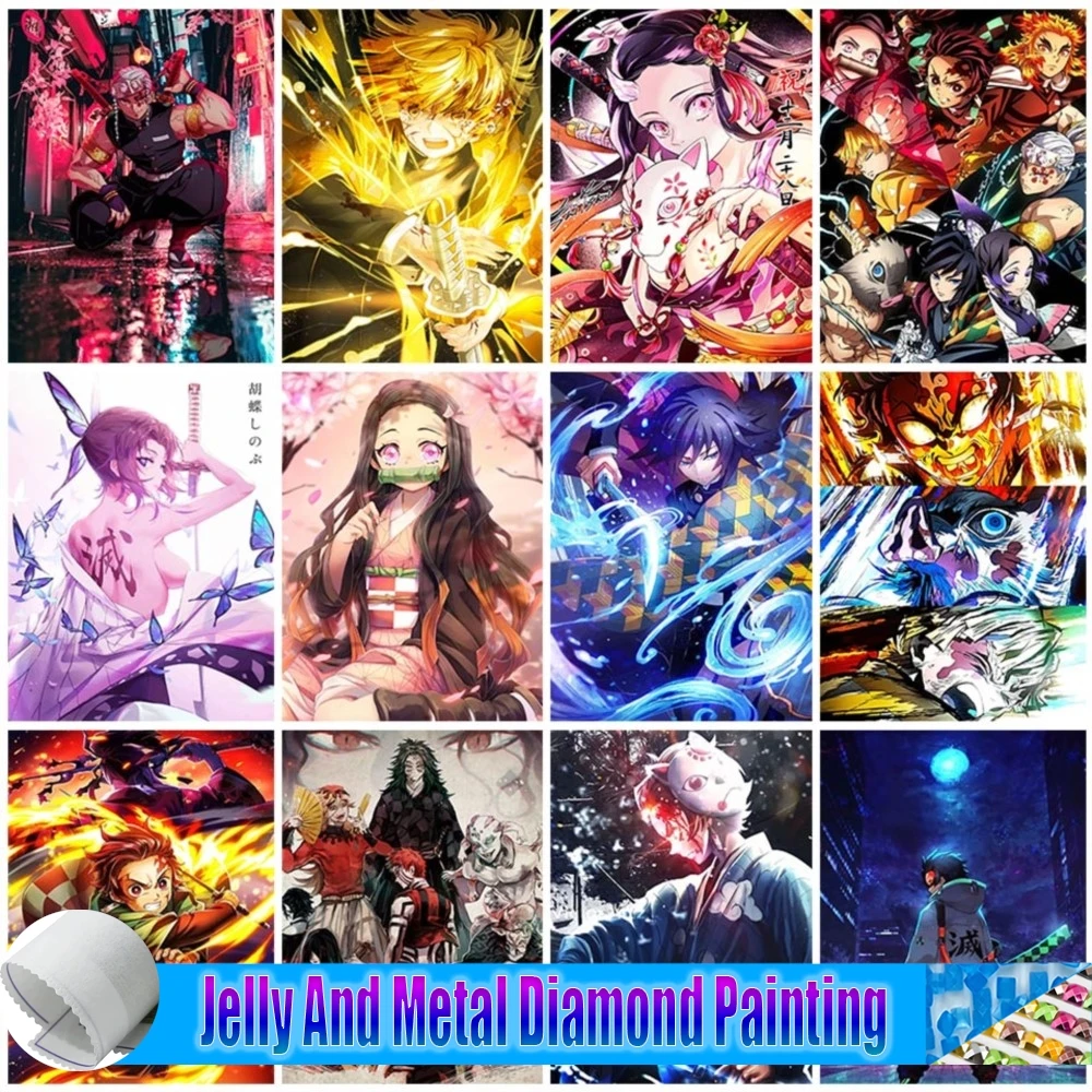 

5D Jelly And Metal Diamond Painting Demon Slayer Full Diamond Embroidery Anime Character Mosaic Picture DIY Art Home Decoration