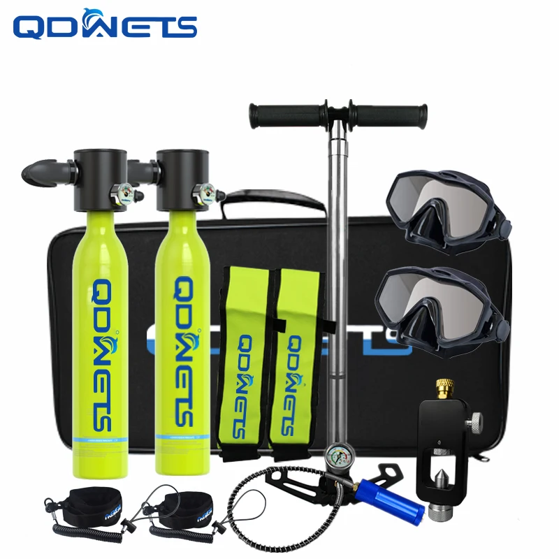 

QDWETS underwater diving oxygen bottle portable scuba pre-breather snorkeling equipment with lost rope