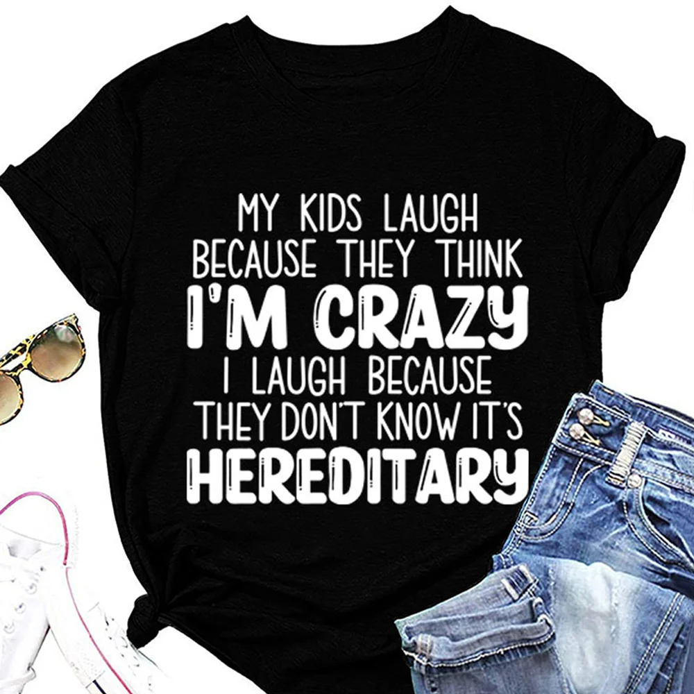 

I'am crazy letter Vintage T-Shirt Women Tee Soft Breathable Top Y2k Female Tee