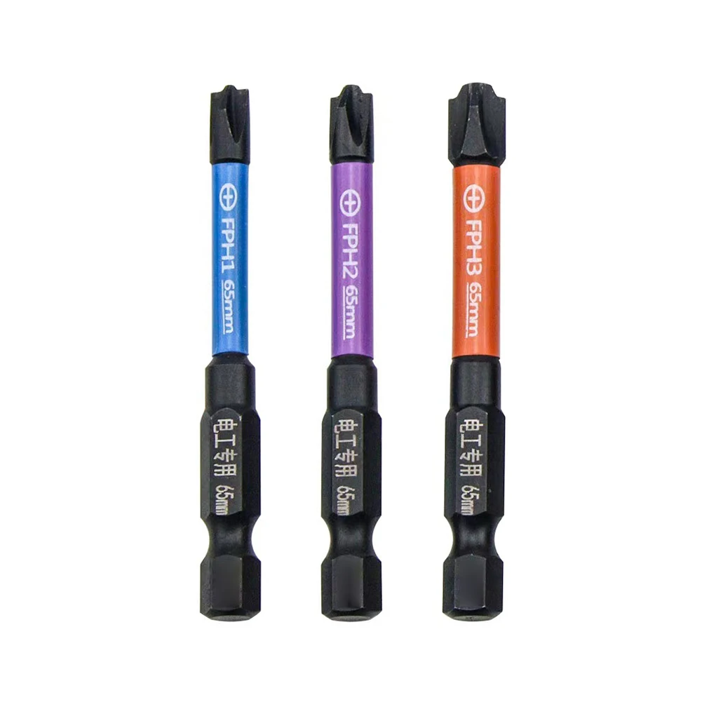 

6pcs 65mm Magnetic Special Slotted Cross Screwdriver Bit Set For Electrician FPH FPZ 1/4Inch Hex For Socket Switch Power Tools