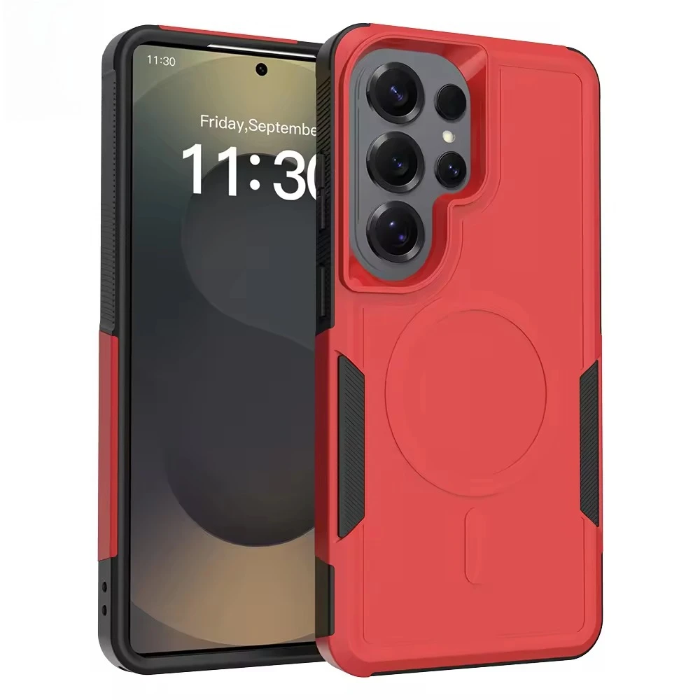 Enhanced Black Shockproof Armor Case with Magnetic Hybrid Design