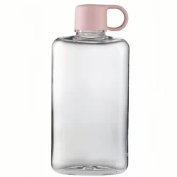 Transparent BPA - Free Flat Water Bottle - Crystal Clear Plastic Sports Drinkware, Perfect for Milk and Juice, Ideal Birthday Gift (Pink)