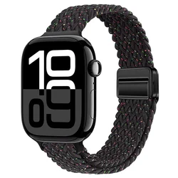 Slim Braided Loop Nylon Strap for Smartwatches - Elegant Bracelet Band (Starlight black)