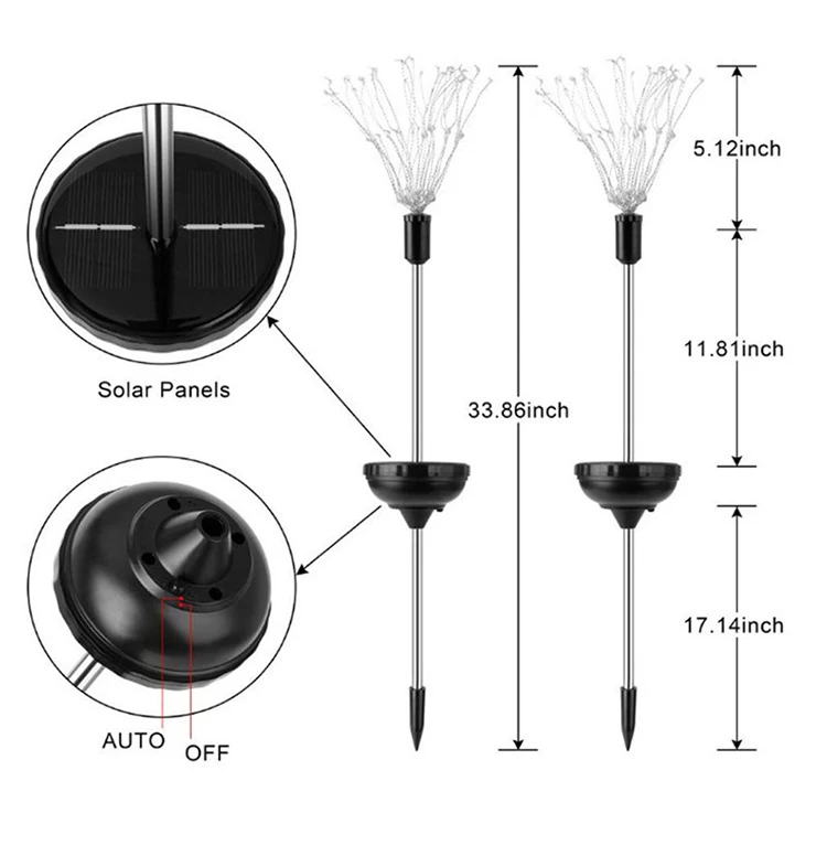 brightest outdoor solar lights Solar Lights Outdoor Lighting 90/120/150 LED Waterproof Dandelion Fireworks Solar Lamp For Garden Terrace Landscape Decoration solar torch lights