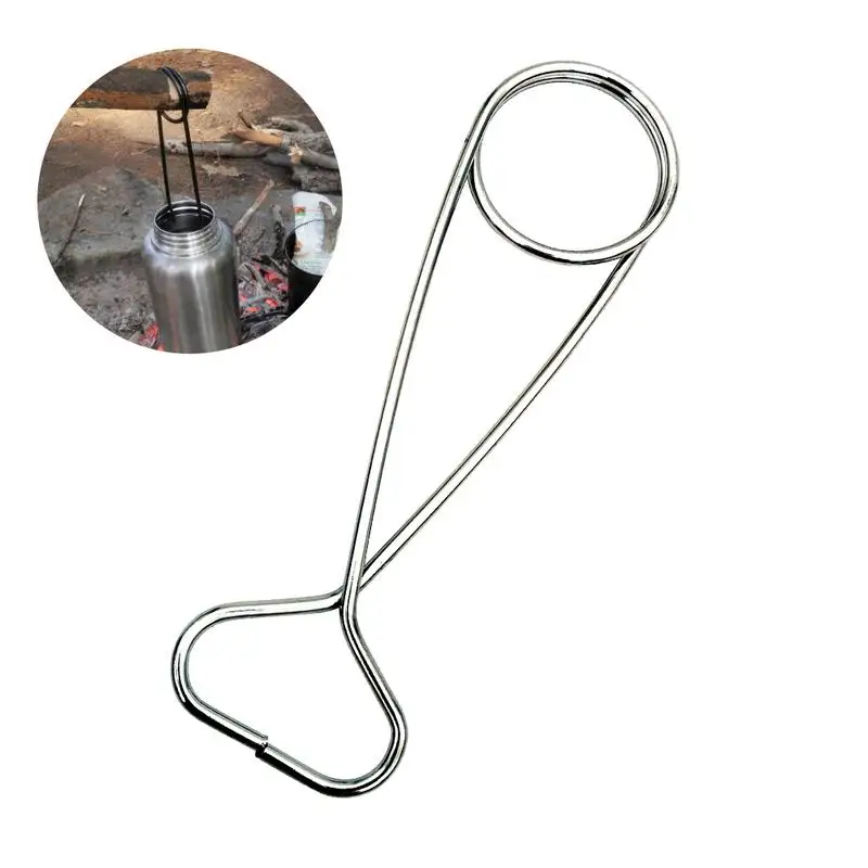 

Portable Stainless Steel Water Bottle Hanger Fish Mouth Spreader Pot Hanger Hanging Hook For Outdoor Camping Picnic