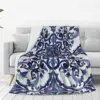 Blue Ornate Floral Mediterranean Sicilian Tile Blankets Flannel Throw Blankets Sofa Throw Blanket For Couch Bedding Throws Quilt 2