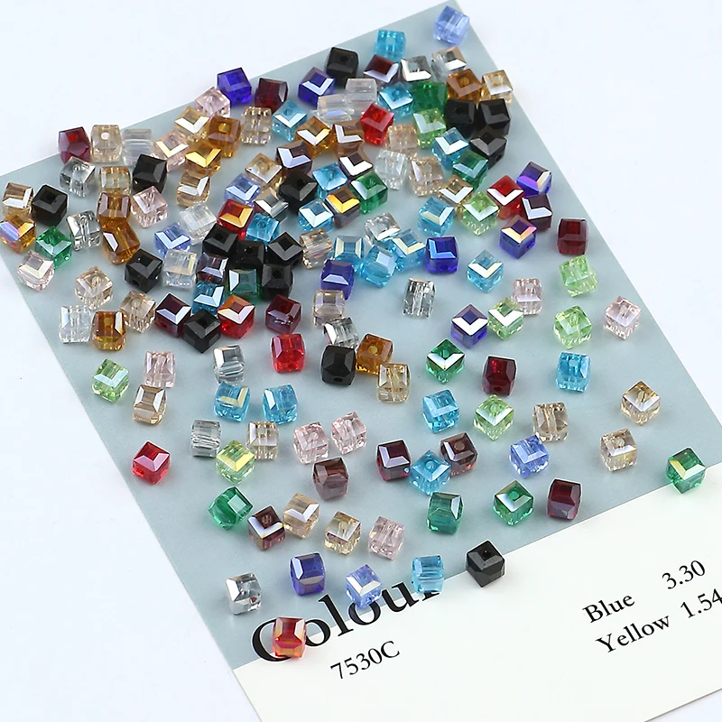 절묘한 오스트리아 스퀘어 컬러 크리스탈 구슬 6mm/50PCS 크리스탈면 처리 된 구슬 쥬얼리 DIY 팔찌 목걸이 액세서리