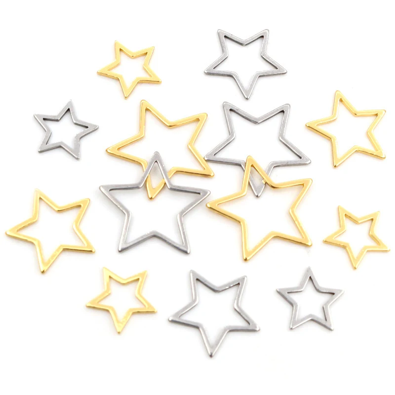 20pcs 3 Größe Sterne Charme Gold Edelstahl Anhänger Öffnen Blenden Hohl Gedrückt Harz Rahmen Form Lünette DIY Schmuck, der
