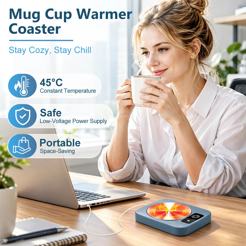 Electric Mug Warmer - Premium Thermostatic Heating Pad for Home, Office, and Kitchen
