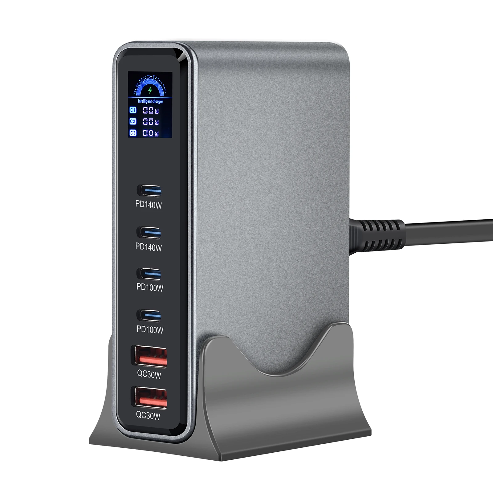 Neue 540W Desktop GaN Ladestation mit Display, Multi-Port-Ladefunktion, 4C2A Schnell-Ladehub Geeignet für Handys, Tablets – Detail 4