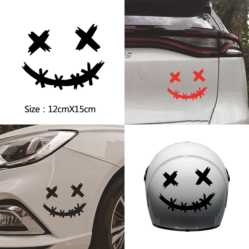 

Demon Smiley Face Car Stickers Windshield Motorcycle Decoration Scratches Cover Car Styling Reflective Warning Decals