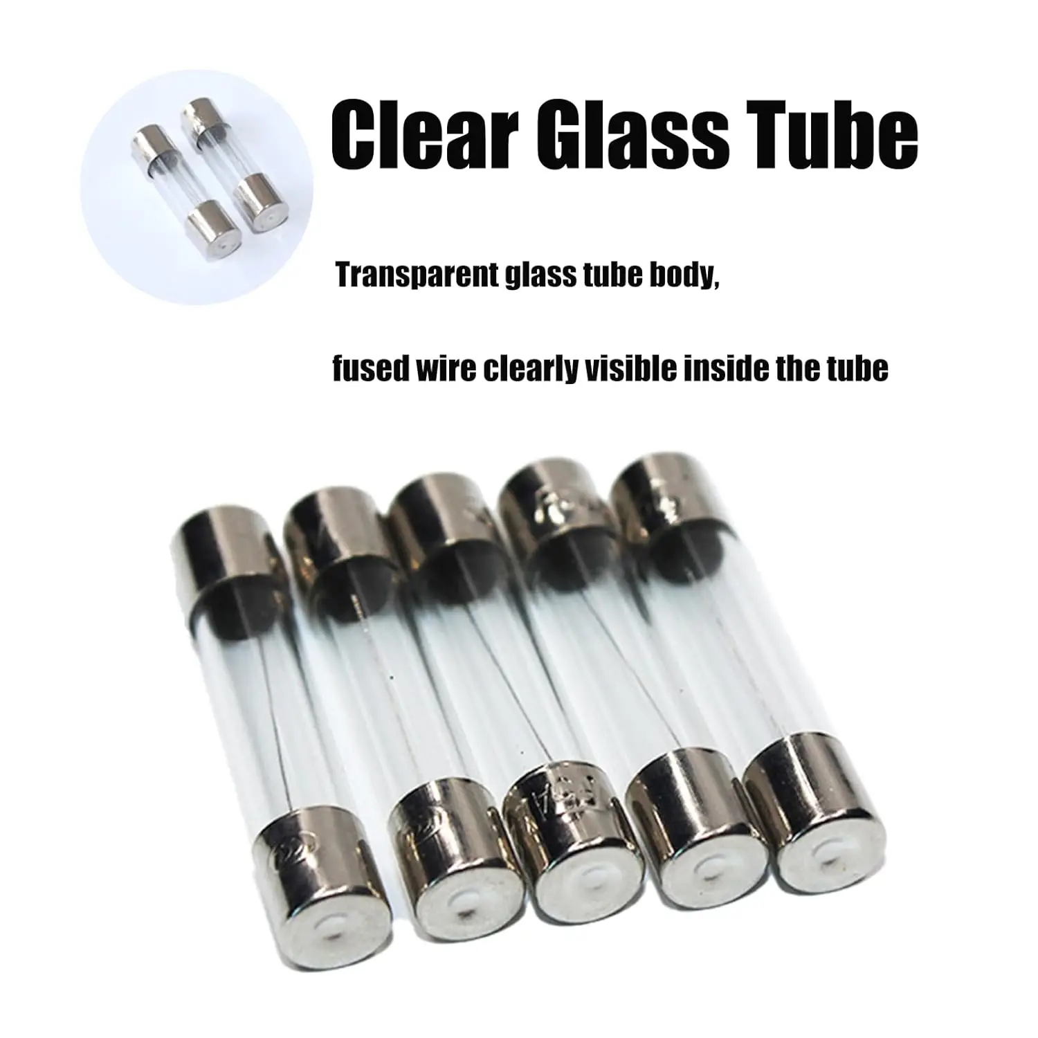 100pcs 5x20mm Quick Blow Glass Tube Fuse Assorted Kit Amp 0.2A-25A 250V with Storage Box