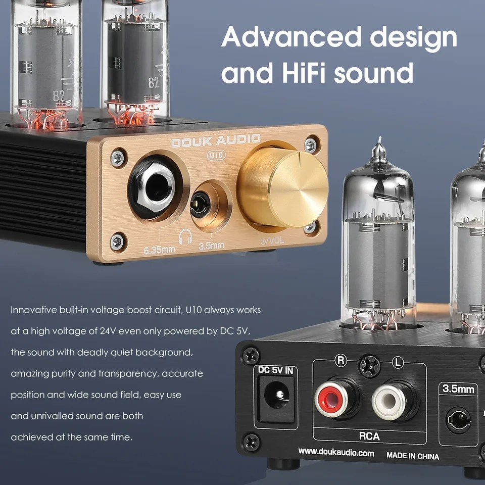 Douk Audio U10 ミニ真空管プリアンプ ステレオオーディオプリアンプ