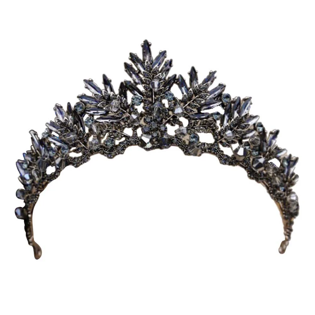 

Vintage Baroque Crown Alloy Headdress Bridal Tiara Hairband Hair Accessory Wedding Headpiece (Black)