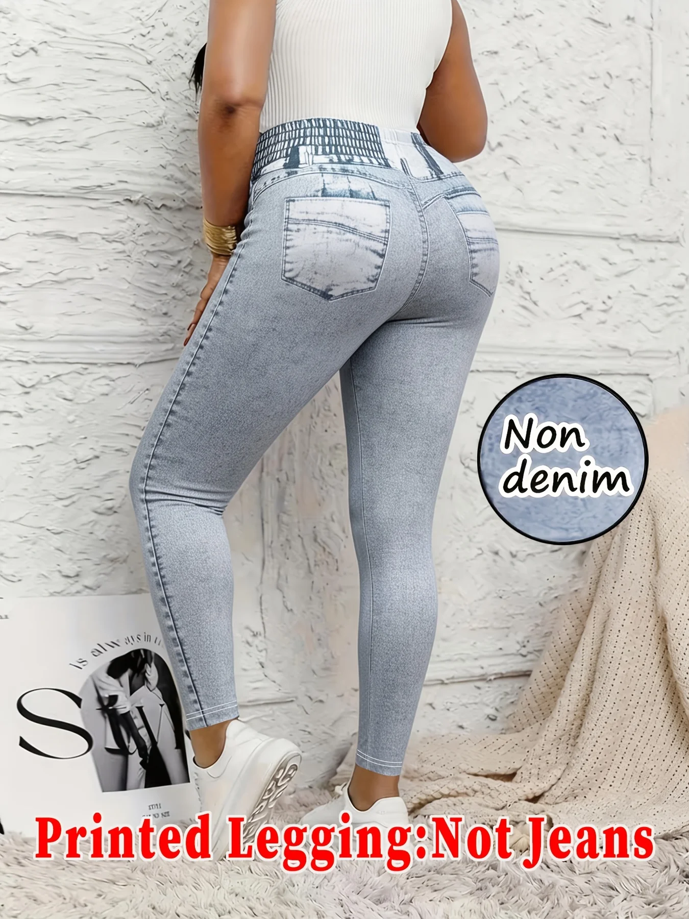 1058printed-legging-not-denim-fabricWomen's Four-Season Denim Printed Leggings Non-Denim Fabric Skinny Pants 4