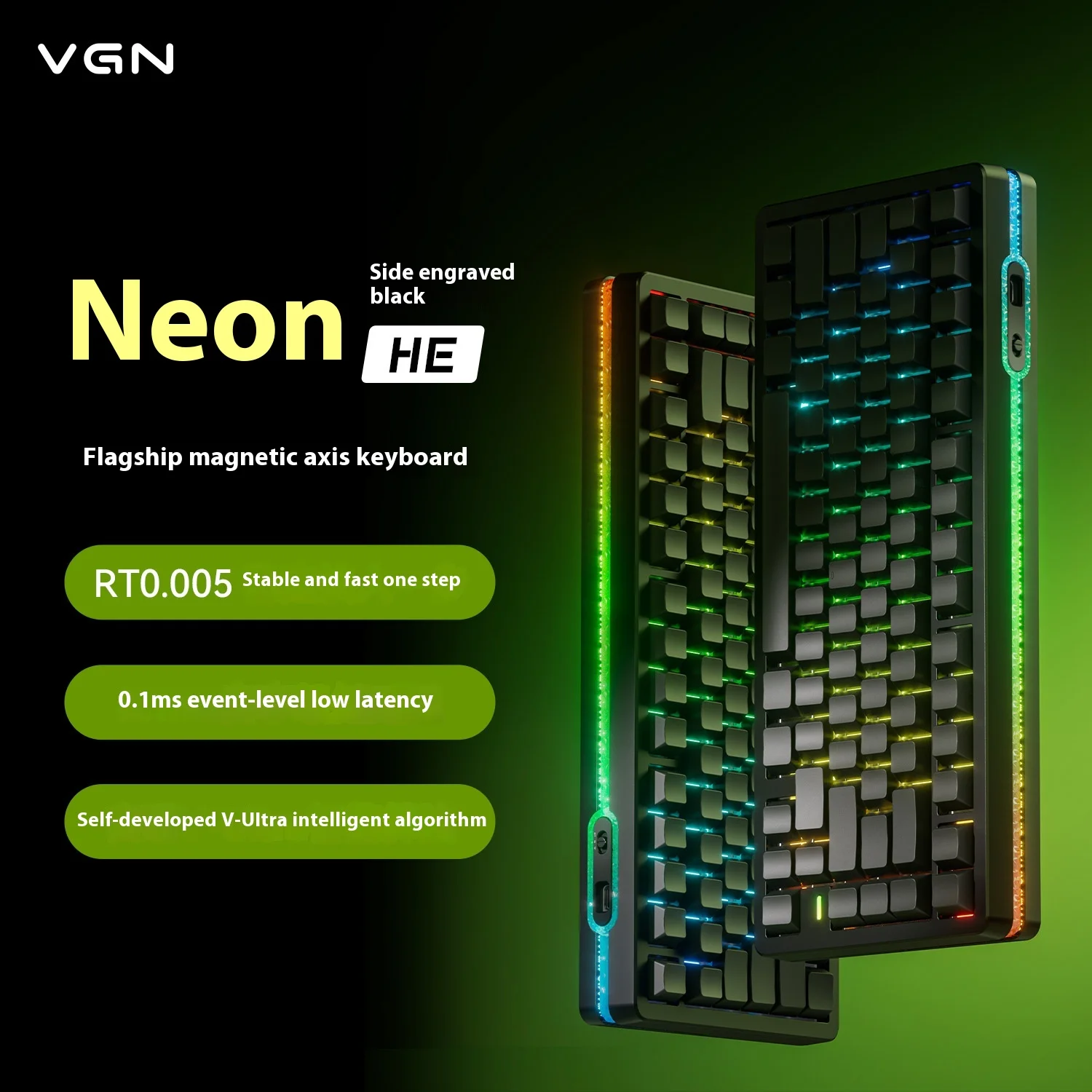 Vgn neon 75 teclado mecânico sem fio 75 por cento layout tri modo