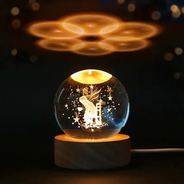 6cm 3D Crystal ball Crystal Planet Night Light Laser Engraved Solar System Globe Astronomy Birthday Gift
