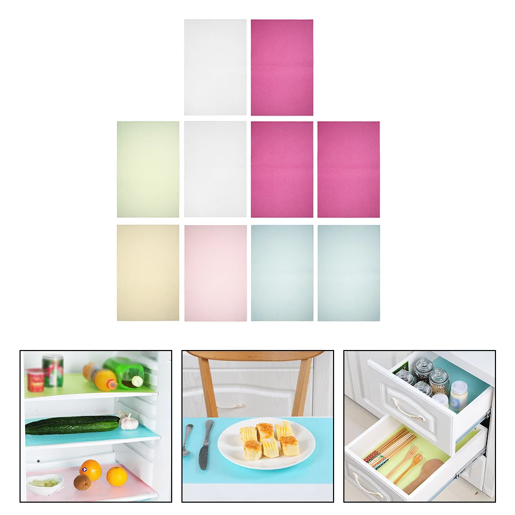 

10 Pcs Wood Grain Stain Resistant Refrigerator Mat Clear Drawer Kitchen Cabinet Shelves Pvc Household Place Mats