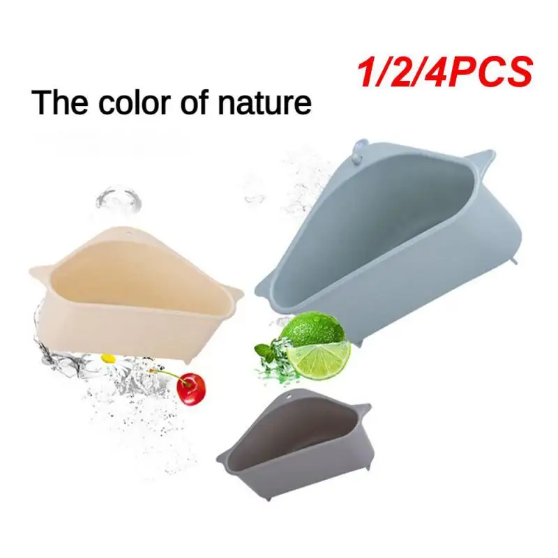 

1/2/4PCS Multifunctional Corner Sink Drain Rack Shelf Suction Cup Sink Drain Basket Bowl Sponge Holder Kitchen Bathroom Storage