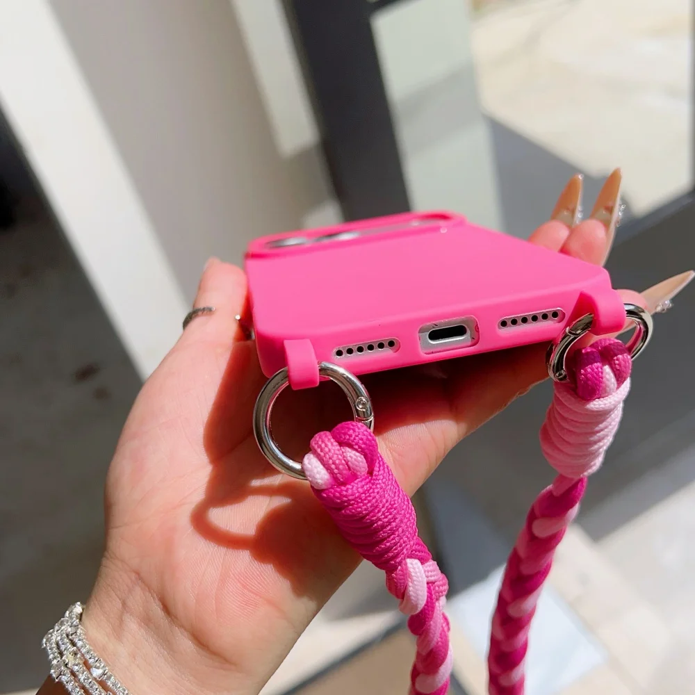 Crossbody Lanyard Strap Soft Silicone Shockproof Phone Case with Bumper Cover