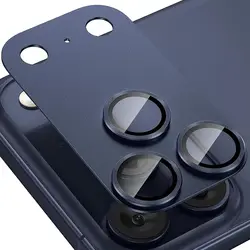 Premium Aluminum Alloy Tempered Glass Camera Lens Protector Cover - iPhone 17 Pro (Blue)