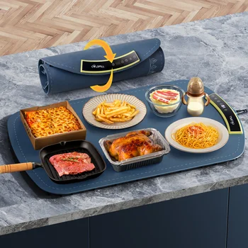 Electric Food Warming Tray Foldable Mat 8 TEMP Setting, Full-surface Heat in 5s Easy to Clean Nano-Material for Parties Family 1