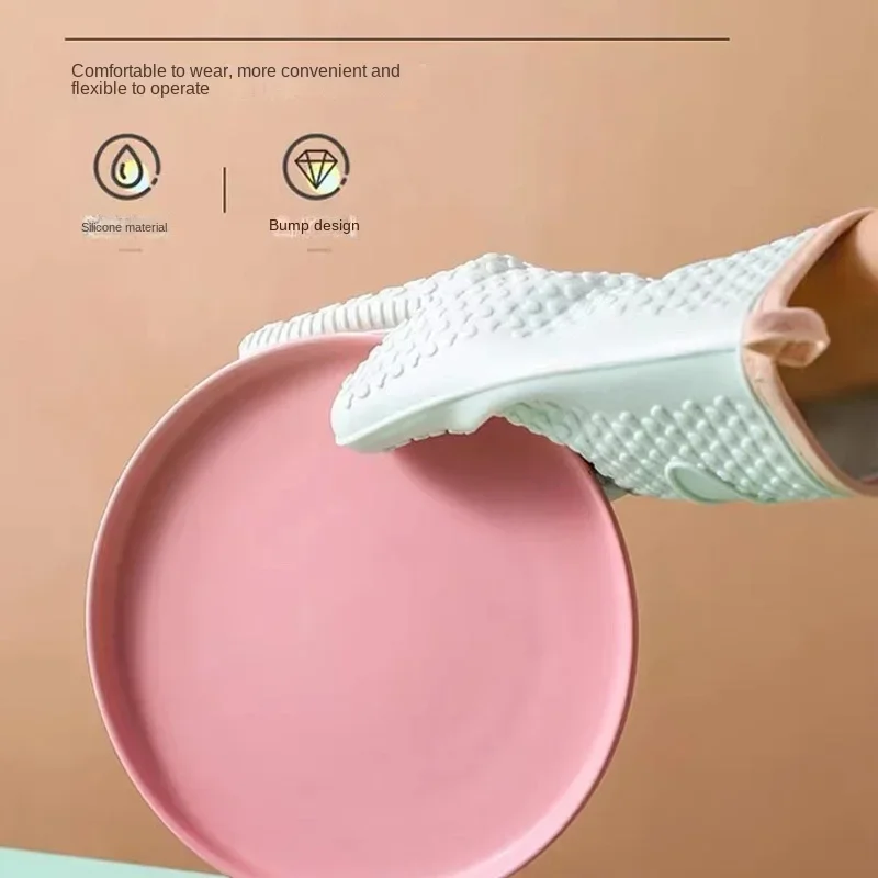 Silicone Oven Mitts Kitchen Gloves Silicone Oven Gloves Silicone Oven Protector Hand Bake Silicone Gloves Microwave Oven Baking Gloves Kitchen Anti-scald Anti-slip Silicone BBQ Oven Pot Holder