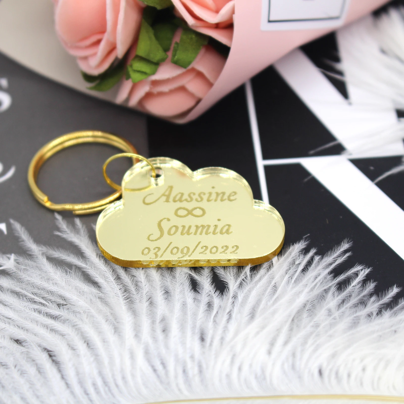 Personalized Initial Keychain, Cloud Keyring, Initial Keychains 