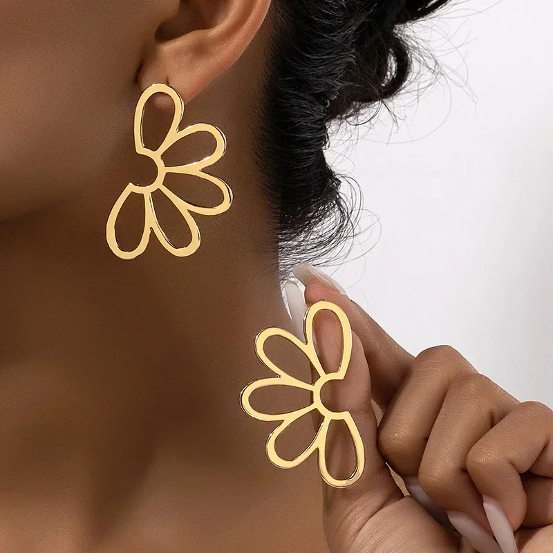 

Hollow Flower Earrings 2023 Symmetrical Geometric Eardrop For Women