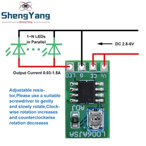 TZT 30-1500MA Adjustable Constant Current LED Driver DC 3.3V 3.7V 4.2V 5V PWM Control Board Buck Power module