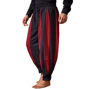 Costume di Halloween rinascimentale medievale da uomo pirata circo clown cosplay pantaloni da cavaliere pantaloni da jogging vichinghi gotici pantaloni Haren casual