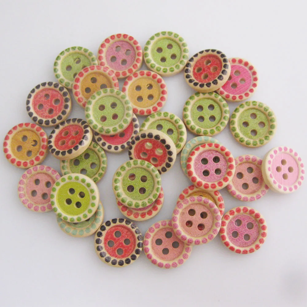 100 bottoni in legno a forma di fiore per cucito, scrapbooking