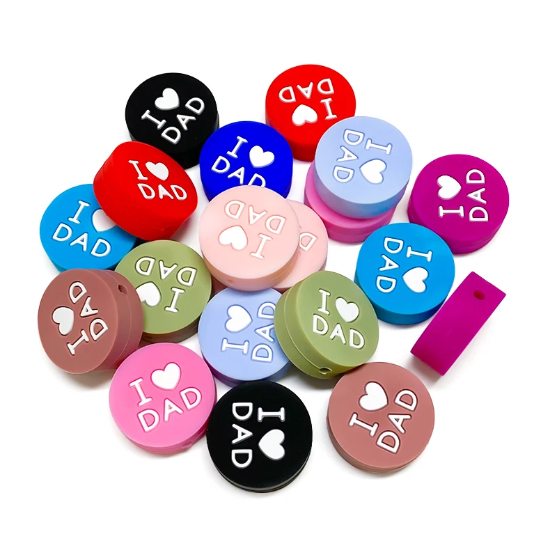 10pc Silicone Beads Love DAD Baby Toy DIY Pacifier Chain Necklaces Pendant Bite Chew Bite Chew Rodent For Teething Kids Toys teething toys pacifier chain pacifier accessories teething beads baby silicone accessories
