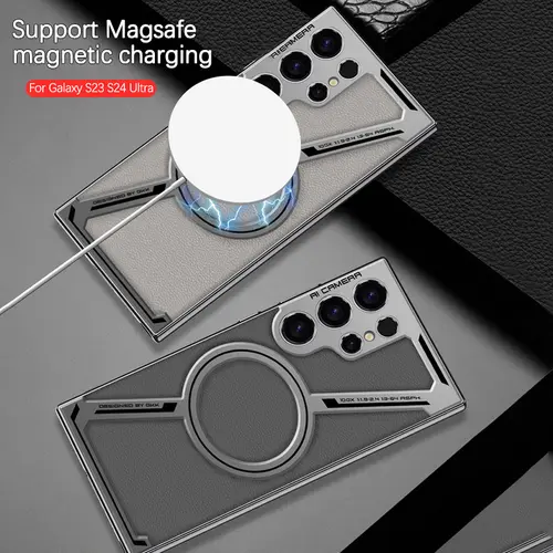 For Samsung Galaxy S26 S25 S24 S23 Ultra Luxury Plating Leather Magsafe Phone Case Magnetic Wireless Charging Shockproof Cover - Image 6