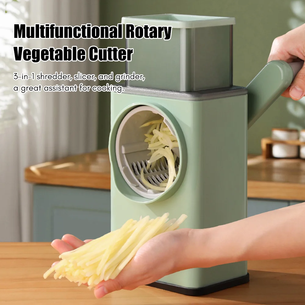 Description Picture 4 of itemMultifunctional Drum Vegetable Cutter Slicer Rotary Vegetable Potato Chopper Grater Grinder Salad Maker Hand Slicer Kitchen Tool
