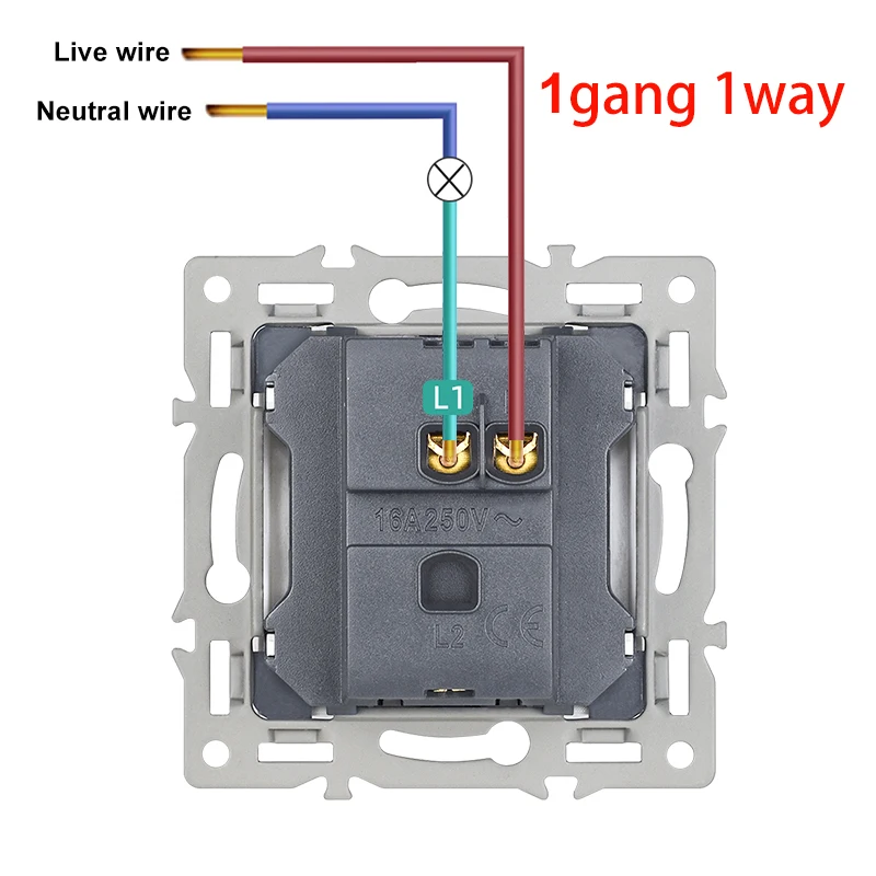 SRAN EU 벽 조명 스위치 켜기 끄기 1gang 1way 2way 버튼 스위치 16A 250V 크리스탈 강화 유리 패널 82*82mm