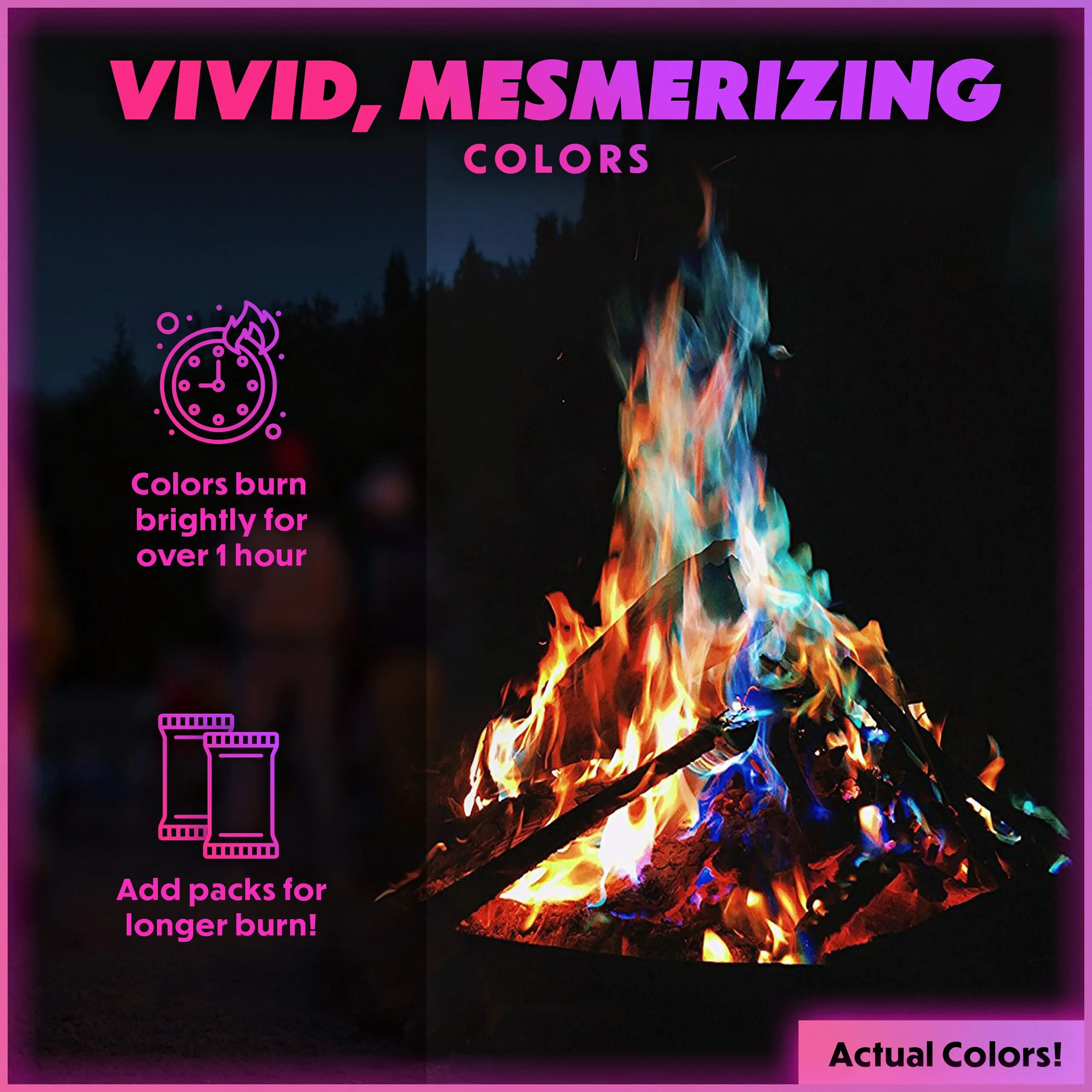 Fire Color Changing Packets for Campfires, Fire Pit, Outdoor Fireplaces-Camping Essentials for Kids & Adults-30g
