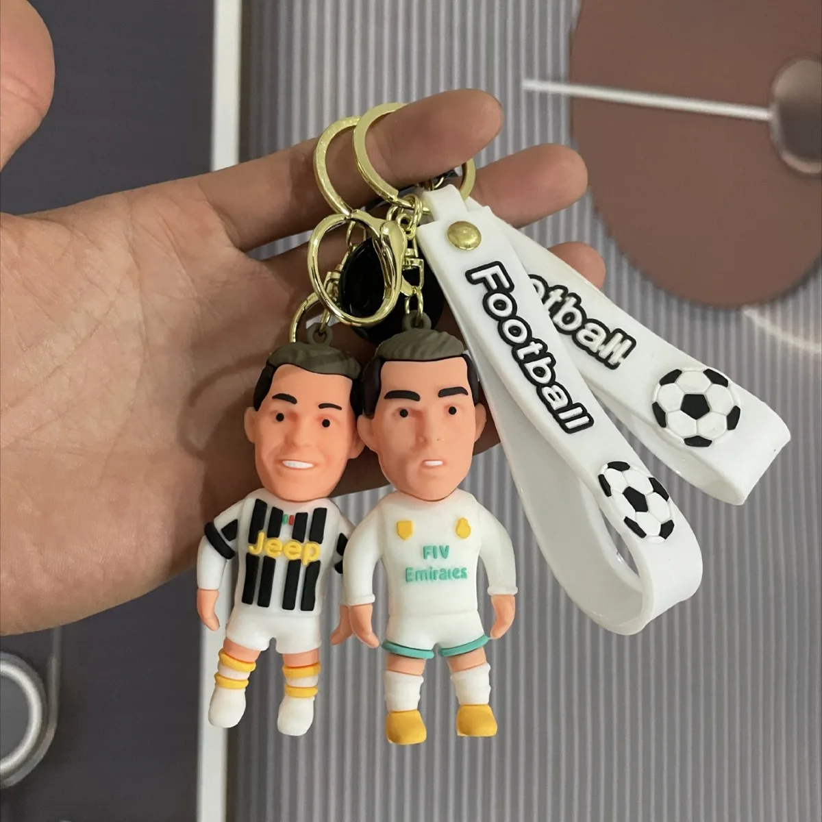 Football Star Ronaldo Figure Keychain Jewelry Bag Pendent Keyring