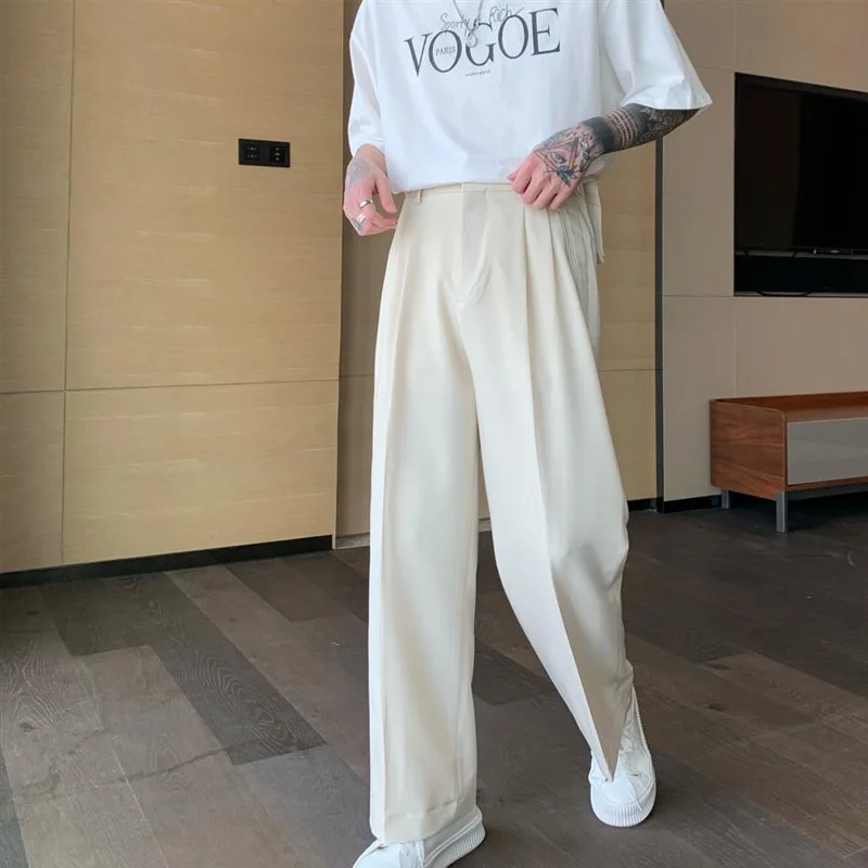 Vintage Solid Color Youth Men's Business Pants Classic Zipper Button Straight Cylinder Casual All-match Trousers,men dress pants