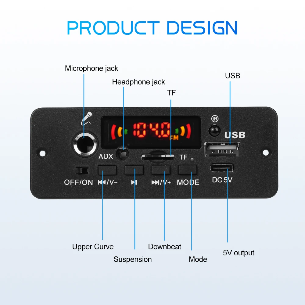  5.0 MP3 ڴ , 10W ,  MP3 ÷̾, 5V ڵ FM  ,   Ŀ USB TF