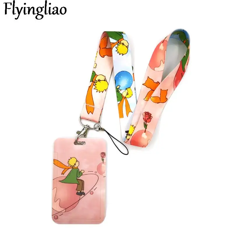 Little Prince Pink Art Cartoon Anime Fashion Lanyards Bus ID Name Work Card Holder Accessories Decorations Kids Gifts